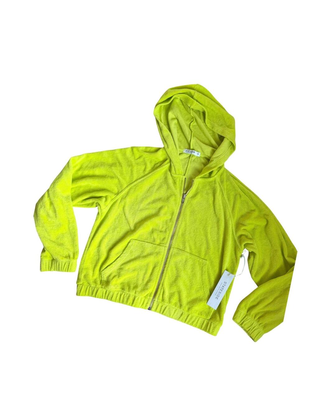 Stateside Neon Lime Zip-Up Hoodie Jacket Size M